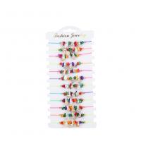 Polyester Cord Bracelet Set, with Trumpet Shell, 12 pieces & adjustable, mixed colors .7 Inch 