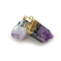 Amethyst Pendant February Birthstone , with Brass, irregular, gold color plated, DIY, purple 