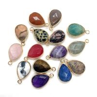 Gemstone Brass Pendants, with Brass, Teardrop, gold color plated, DIY & faceted 