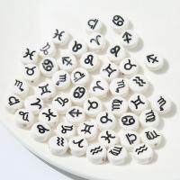 Kunstdruck Porzellan Perlen, 12 Zeichen des Sternzeichens, DIY & verschiedene Stile für Wahl, weiß, 10x6mm, verkauft von PC