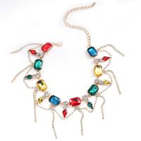 Rhinestone Zinc Alloy Necklace, with 13cm extender chain, plated, fashion jewelry & for woman & with rhinestone cm 