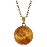 Time Gem Jewelry Necklace, Zinc Alloy, with Glass, Round, gold color plated, fashion jewelry & for woman & luminated cm 