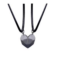 Couple Zinc Alloy Necklace, with Magnet & Wax Cord, with 5cm extender chain, Heart, plated, 2 pieces & fashion jewelry & for couple cm 