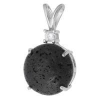 Pendentifs de lave, laiton, avec lave volcanique, bijoux de mode & DIY, noire Environ 4mm, Vendu par PC