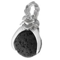 Pendentifs de lave, laiton, avec lave volcanique, bijoux de mode & DIY, noire Environ 5mm, Vendu par PC