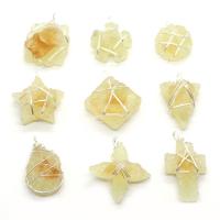 Ice Quartz Agate Pendants, with brass wire, silver color plated, DIY 