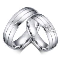 Couple Finger Rings, Titanium Steel, fashion jewelry & Unisex & micro pave cubic zirconia, original color, 6mm 