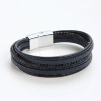PU Leather Bracelet, with Zinc Alloy, plated, fashion jewelry & for man cm 