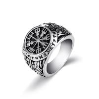 304 Stainless Steel Finger Ring, Round, plated, fashion jewelry & for man, silver-grey 