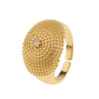 Cubic Zirconia Micro Pave Brass Finger Ring, gold color plated, Adjustable & Unisex & micro pave cubic zirconia & enamel 
