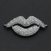 Cubic Zirconia Micro Pave Brass Connector, Lip, micro pave cubic zirconia 