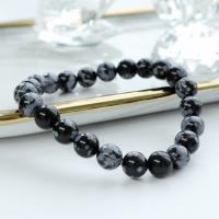 Snowflake Obsidian Bracelet, polished, Unisex, black Approx 21 cm 