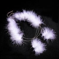 Feather Jewelry Set, hair stick & bride frontlet, with Clear Quartz & Zinc Alloy, handmade, 2 pieces & for woman, white, 6*50cmuff0c6*11cm 
