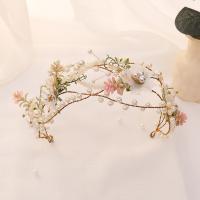 Bridal Hair Band, Zinc Alloy, with Plastic Pearl, handmade, for bridal, pink 