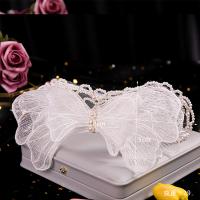 Braut Haar Blumen, Seidenspinnerei, mit Kunststoff Perlen, handgemacht, für Frau, weiß, 270x130mm, 3PCs/Menge, verkauft von Menge