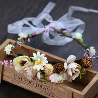 Bridal Hair Wreath, Cloth, handmade, for woman, beige, 470mm 