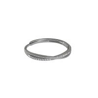 Цирконий Микро вымощает стерлингового серебра палец кольцо, 925 пробы, Регулируемый & Женский, серебряный, 2mm, продается PC
