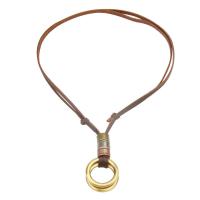 Zinc Alloy Necklace, with leather cord, fashion jewelry & Unisex Approx 31.5 Inch 