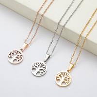 Stainless Steel Jewelry Necklace, 304 Stainless Steel, 304 stainless steel lobster clasp, tree of life design & for woman cm 