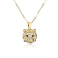 Cubic Zircon Micro Pave Brass Necklace, Tiger, gold color plated, Unisex & micro pave cubic zirconia Approx 17.7 Inch 