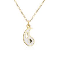 Brass Couple Necklace, gold color plated, ying yang & for woman & enamel Approx 17.7 