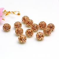 Brass Beads, plated, DIY & micro pave cubic zirconia, rose gold color, 8mm 