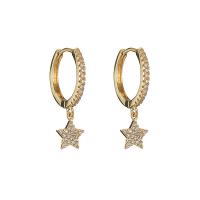 Cubic Zirconia Micro Pave Brass Earring, brass hoop earring, plated, micro pave cubic zirconia & for woman 26mm 