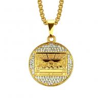 collier de Stras en alliage Zinc, alliage de zinc, Rond, Placage de couleur d'or, bijoux de mode & avec strass, doré, 27mm pouce, Vendu par PC