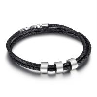Leather Bracelet, with 304 Stainless Steel, fashion jewelry & multilayer & for man Approx 8.46 Inch 