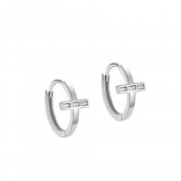 Sterling Silver Huggie Hoop Earring, 925 Sterling Silver, plated, for woman & with rhinestone 14mm 