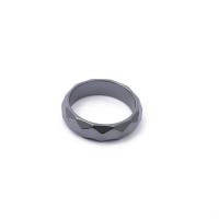 Hematite Finger Ring, Unisex & faceted, black 