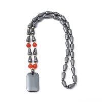 Hématite collier de chandail, unisexe, noire cm, Vendu par PC