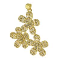 Cubic Zirconia Micro Pave Brass Pendant, Flower, gold color plated, fashion jewelry & DIY & micro pave cubic zirconia, golden Approx 4mm 
