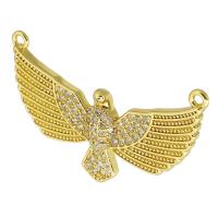 Cubic Zirconia Micro Pave Brass Connector, eagle, gold color plated, fashion jewelry & DIY & micro pave cubic zirconia, golden Approx 2mm 
