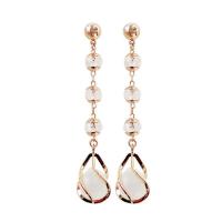 Cats Eye Earring, Zinc Alloy, with Cats Eye & Crystal & Rhinestone, plated, fashion jewelry & for woman 30-60mm 