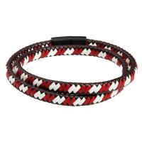 PU Leather Bracelet, with Titanium Steel, Vacuum Plating, dyed & for man Approx 8.26 Inch 