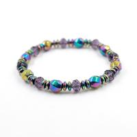 Hematite Bracelets, with Crystal, Unisex & anti-fatigue, mixed colors Approx 21 cm 