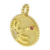 Cubic Zirconia Micro Pave Brass Pendant, Round, gold color plated, fashion jewelry & DIY & micro pave cubic zirconia, golden Approx 3mm 