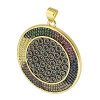 Cubic Zirconia Micro Pave Brass Pendant, Round, gold color plated, fashion jewelry & DIY & micro pave cubic zirconia, golden Approx 3.5mm 