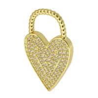 Cubic Zirconia Micro Pave Brass Pendant, Heart, gold color plated, fashion jewelry & DIY & micro pave cubic zirconia, golden Approx 11mm 
