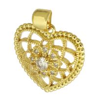 Cubic Zirconia Micro Pave Brass Pendant, Heart, gold color plated, fashion jewelry & DIY & micro pave cubic zirconia, golden Approx 4mm 