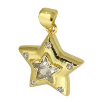 Cubic Zirconia Micro Pave Brass Pendant, Star, gold color plated, fashion jewelry & DIY & micro pave cubic zirconia, golden Approx 4mm 