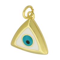 Enamel Brass Pendants, Triangle, gold color plated, fashion jewelry & DIY & evil eye pattern, golden Approx 3mm 
