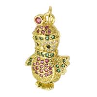 Cubic Zirconia Micro Pave Brass Pendant, Snowman, gold color plated, fashion jewelry & DIY & micro pave cubic zirconia, multi-colored Approx 3mm 
