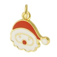 Enamel Brass Pendants, Santa Claus, gold color plated, Christmas Design & fashion jewelry & DIY, two different colored Approx 3mm 