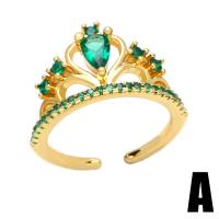 Cubic Zirconia Micro Pave Brass Finger Ring, gold color plated & micro pave cubic zirconia & for woman, green, 12mm 