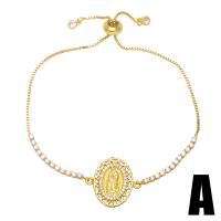 Cubic Zirconia Micro Pave Brass Bracelet, gold color plated & micro pave cubic zirconia & for woman .1 Inch 