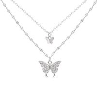 Rhinestone Zinc Alloy Necklace, Butterfly, platinum color plated, fashion jewelry & for woman & with rhinestone Approx 17 Inch 