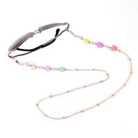 Brass Mask Chain Holder, with Resin & Plastic Pearl, Butterfly, plated, portable & for woman 6mm, 10mm Approx 72 cm 