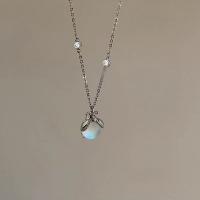 Rhinestone Zinc Alloy Necklace, with Resin, platinum color plated & for woman & with rhinestone Approx 16 Inch 